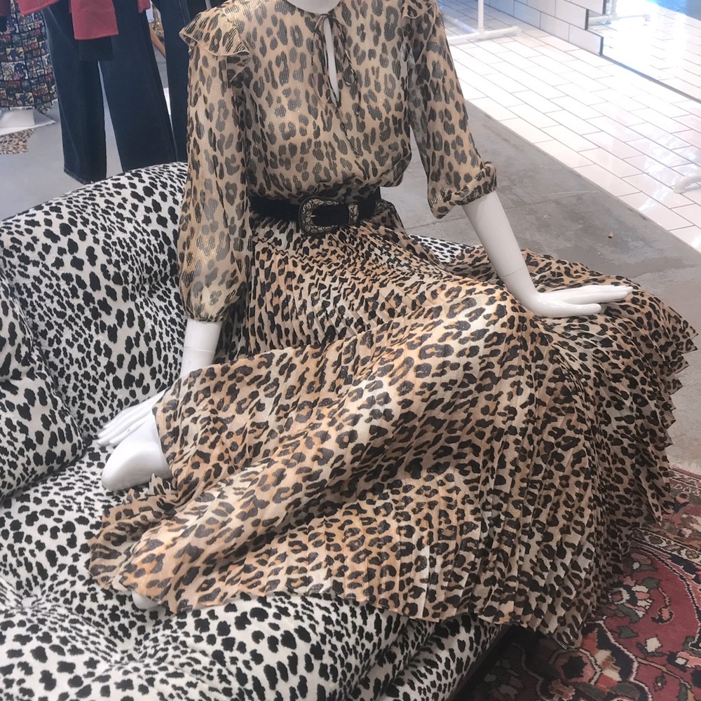 Alice+olivia Leopard maxi silk skirt/top set